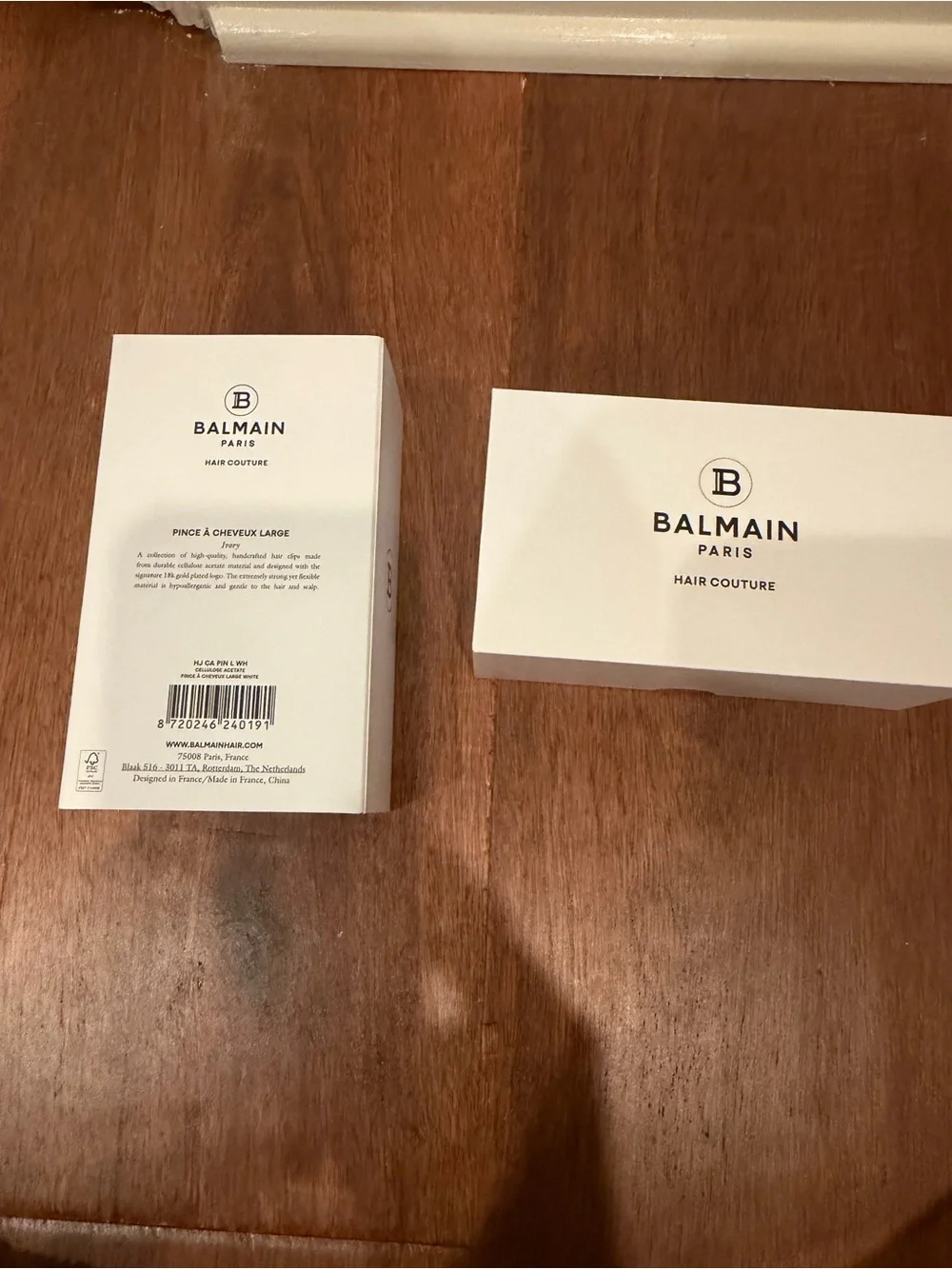 Balmain Cream Acrylic Hair Claw Clip with Gold Logo
